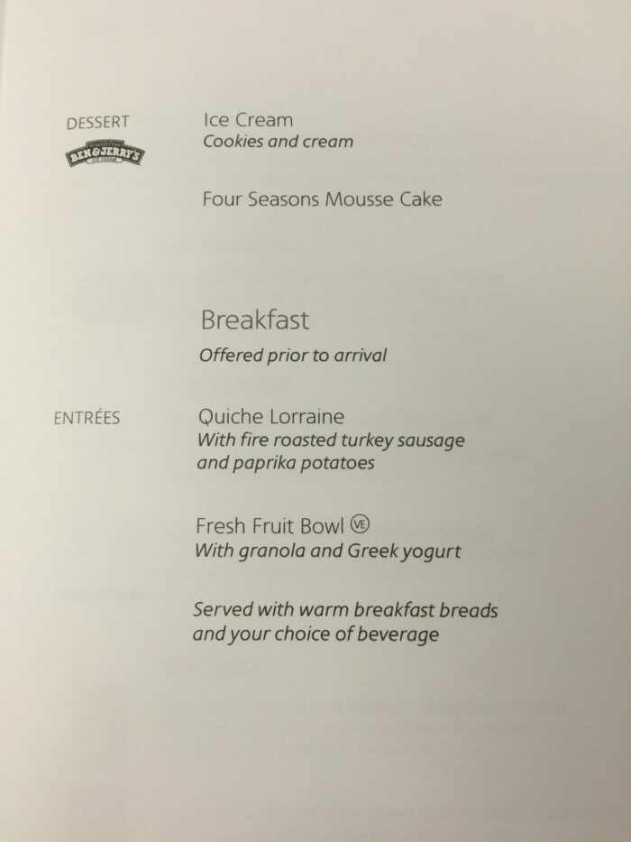american airlines business class menu breakfast 700x933