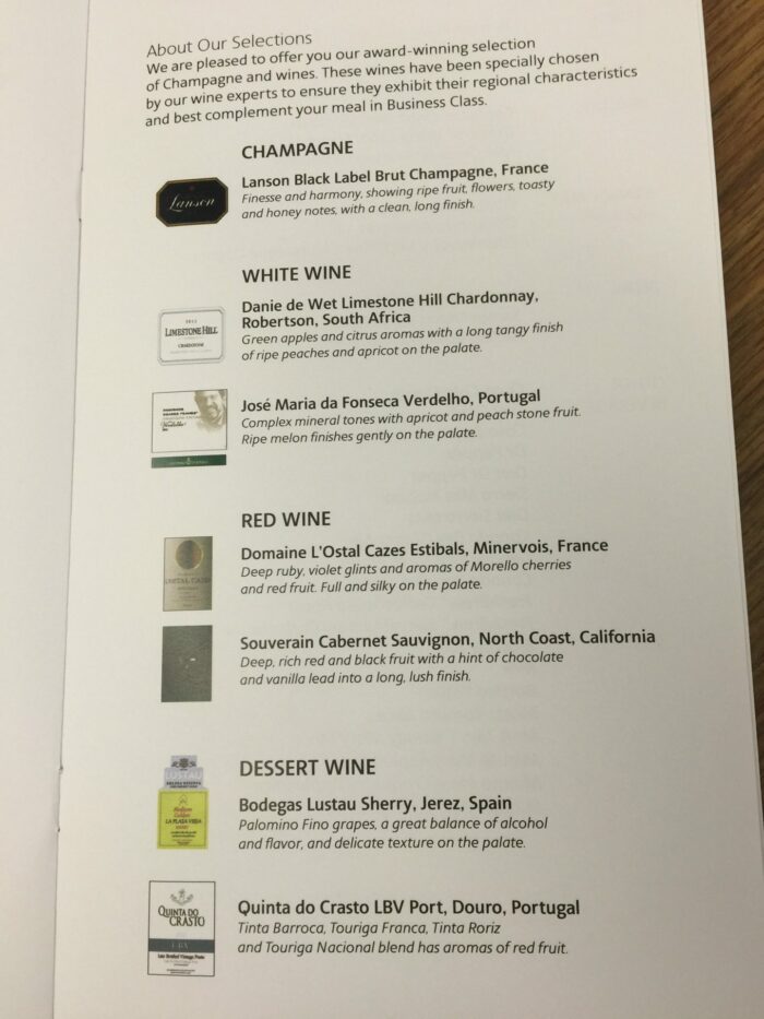 american airlines business class wine list 700x933