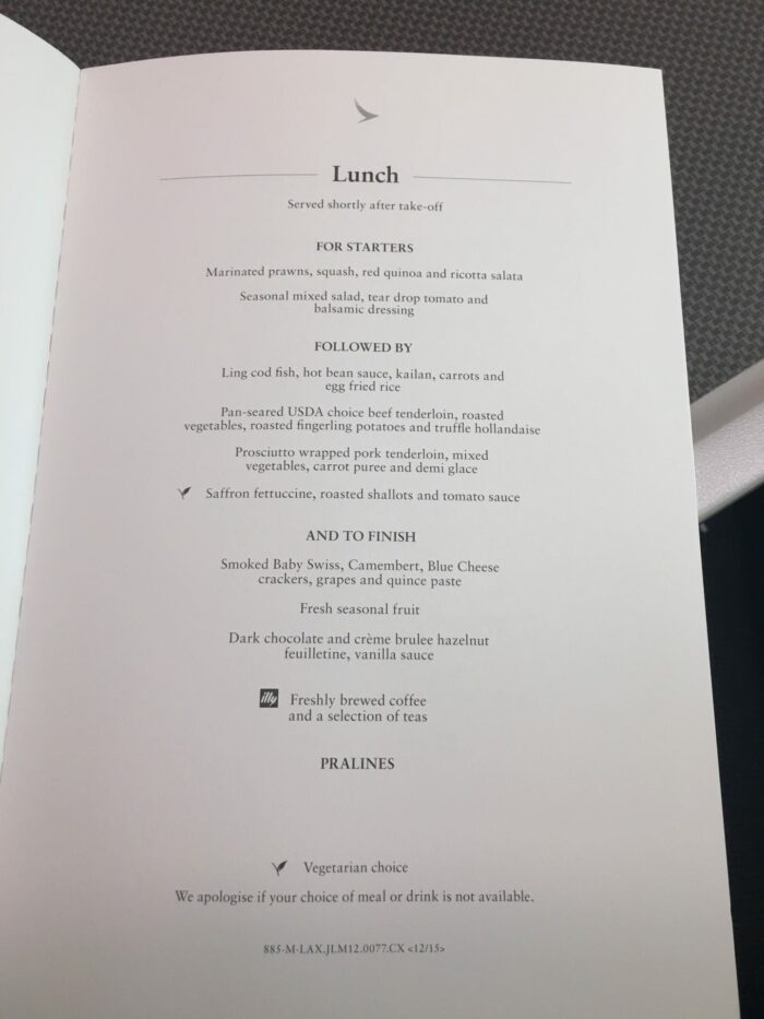 cathay pacific business class lunch menu 700x933