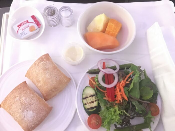 malaysia airlines business class dinner salad 700x525