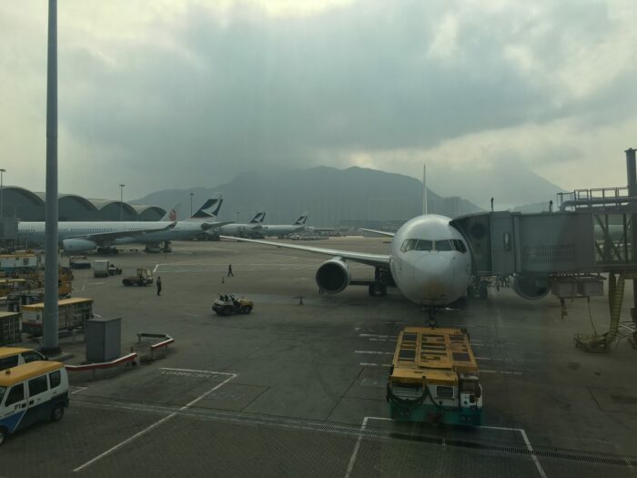 cathay pacific the cabin tarmac view 700x525
