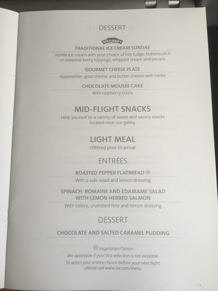 american airlines business class boeing 767 dusseldorf dus to chicago ord light meal menu 700x933