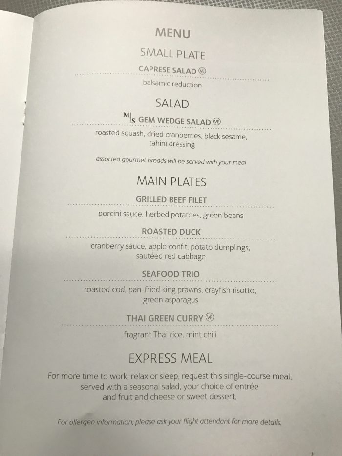 american airlines business class boeing 777 200 london heathrow lhr to los angeles lax food menu 700x933