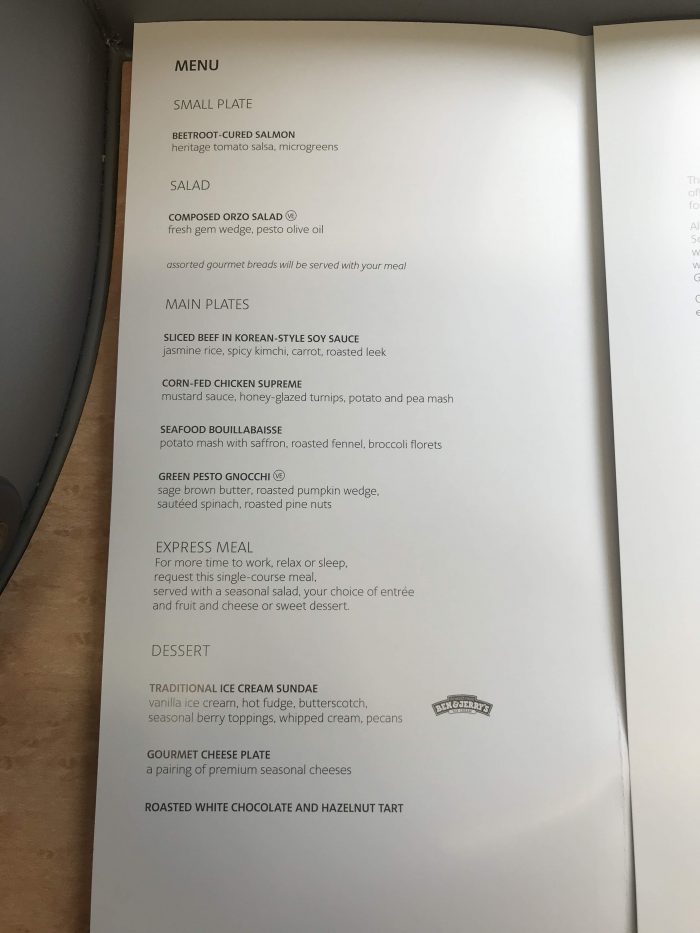 american airlines business class airbus a330 london heathrow lhr to philadelphia phl lunch menu 700x933
