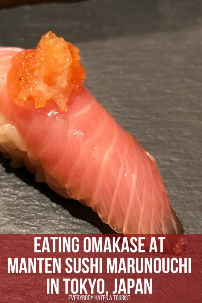 eating omakase at manten sushi marunouchi in tokyo japan 667x1000