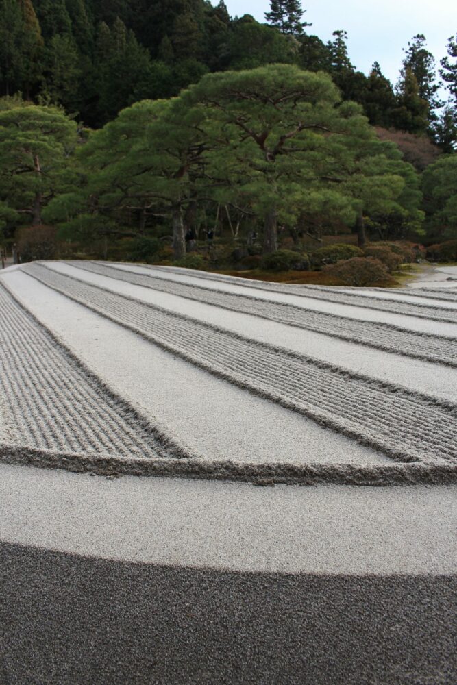 ginkakuji zen garden 667x1000 - A visit to Imperial Palace, Philosopher's Walk, Ginkakuji Temple + eating at one of the world's oldest restaurants in Kyoto, Japan