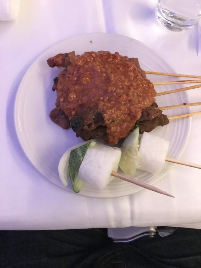 malaysia airlines satay 700x933 - Malaysia Airlines Business Class Airbus A330-300 Kuala Lumpur KUL to Auckland AKL review