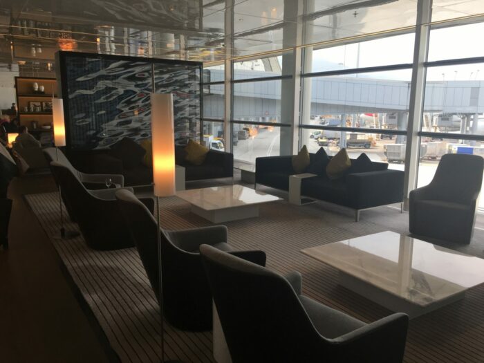 cathay pacific the bridge seating 700x525 - Cathay Pacific The Bridge Business Class Lounge Hong Kong review