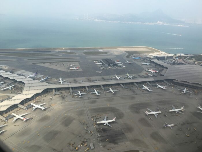 hong kong international airport aerial 700x525 - Cathay Pacific Business Class Airbus A330-300 Hong Kong HKG to Osaka KIX via Taipei review