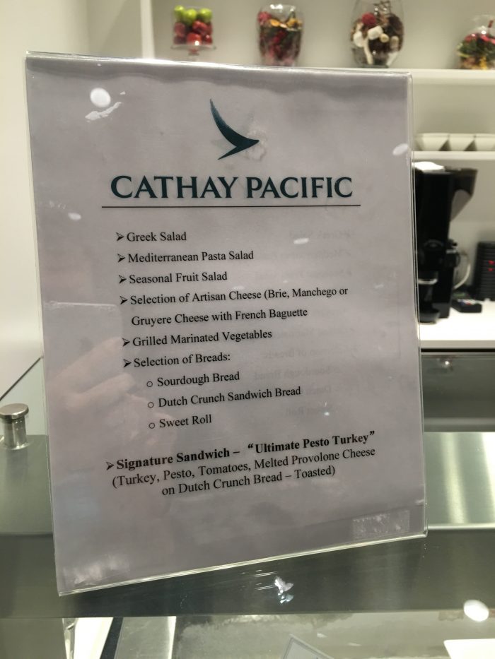cathay pacific lounge san francisco sfo deli menu 700x933 - Cathay Pacific Lounge San Francisco SFO review