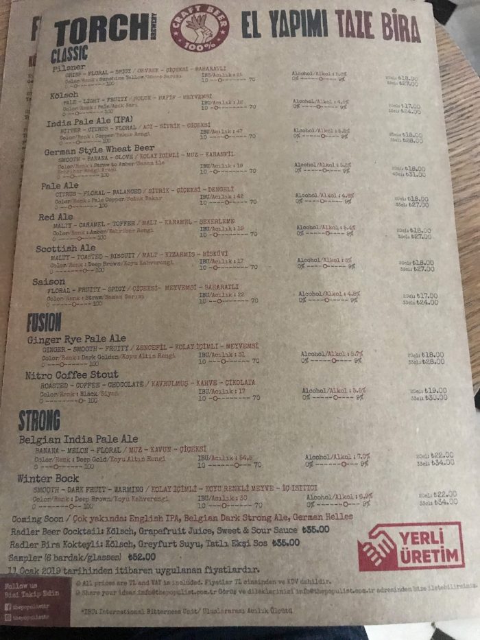 populist beer menu craft beer istanbul 700x933 - 6 Great Places for Craft Beer in Istanbul, Turkey