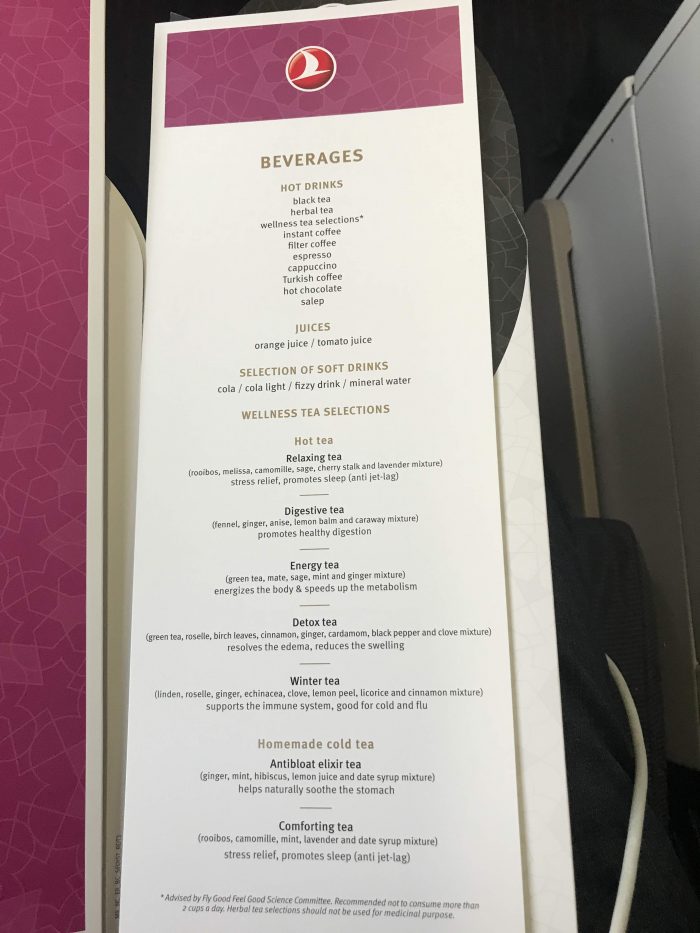 turkish airlines business class boeing 777 300er san francisco sfo istanbul ist tea menu 700x933 - Turkish Airlines Business Class Boeing 777-300ER San Francisco SFO to Istanbul IST review