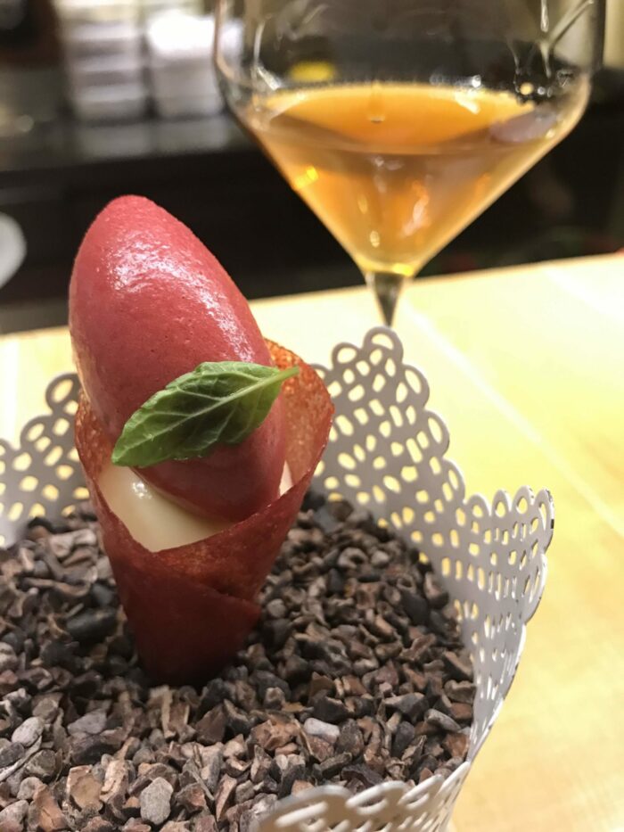 disfrutar cheesecake cone 700x933 - Disfrutar in Barcelona, Spain: One of the Most Amazing Dining Experiences of My Life