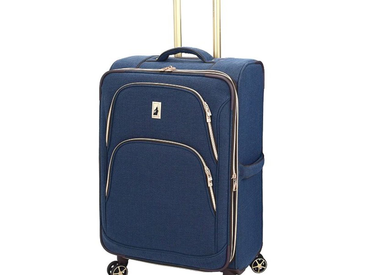 London Fog Yorkshire Expandable Softside Spinner Luggage, Blue, 28