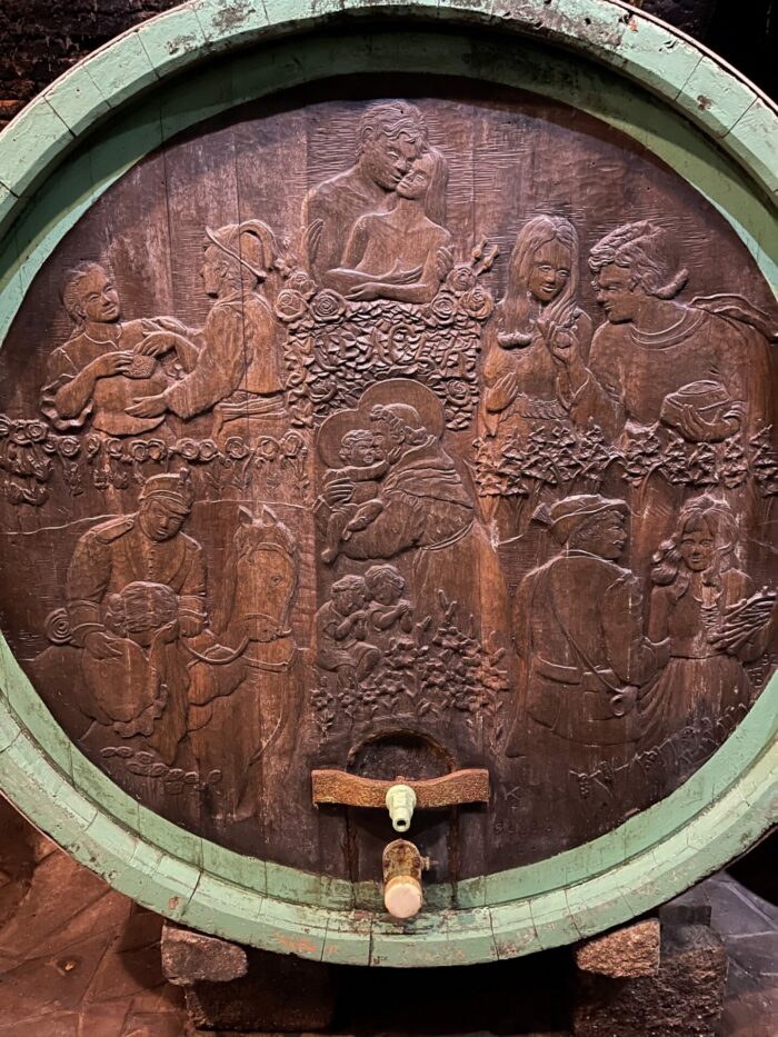 bzenec castle winery carved wine barrel 700x933