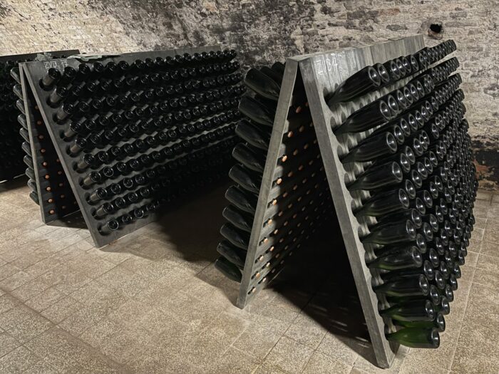 bzenec castle winery sparkling wine production racks 700x525 - Bzenec Castle Winery & Bzenec Castle