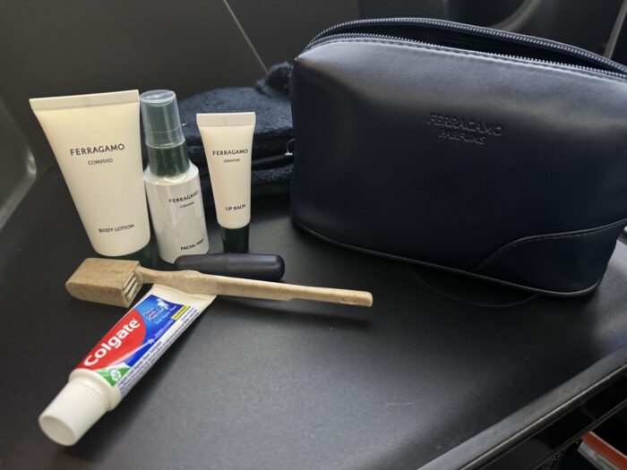 Turkish Airlines Business Class Boeing 787-9 Istanbul IST To San Francisco SFO review turkish airlines business class ferragamo amenity kit 700x525