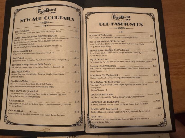 the fig and barrel pub york cocktail list 700x525