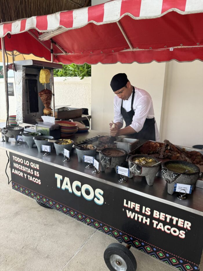 What The Food And Drink Is Like At A Luxury All-Inclusive Resort In Cancun, Mexico marriott cancun all inclusive poolside taco stand 700x933